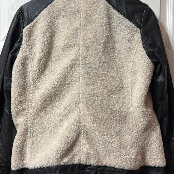 Slate and Willow Faux Sherpa Aviator Jacket in Black and Ivory - Picture 10 of 10